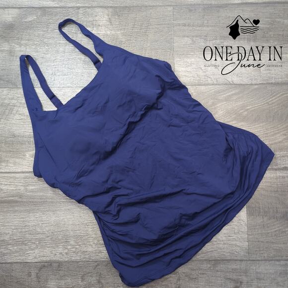 Aqua Eve Straight Neck Tankini Top Size XL - Picture 1 of 5
